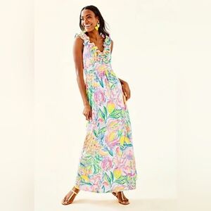 NWT Lilly Pulitzer Leena Maxi Dress Fiesta Bamba